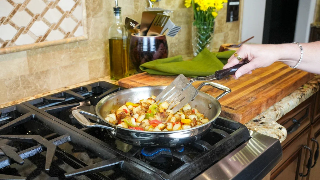 Stainless Steel Fry Pan, 10 Inch with Short Handles, Stainless Steel Construction for Stovetop Cooking, Family Meals and Daily Kitchen Use image 3