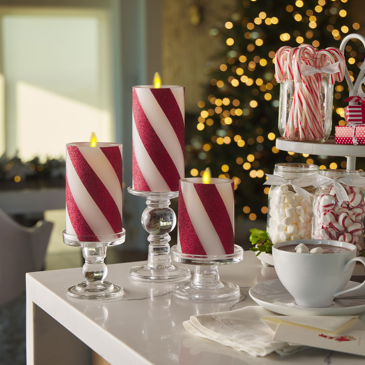 Home Fragrance, Red Candy Cane Wide Glitter Stripe White for Entryways, Bedrooms and Everyday Home Ambience, 3 Size Options image 3