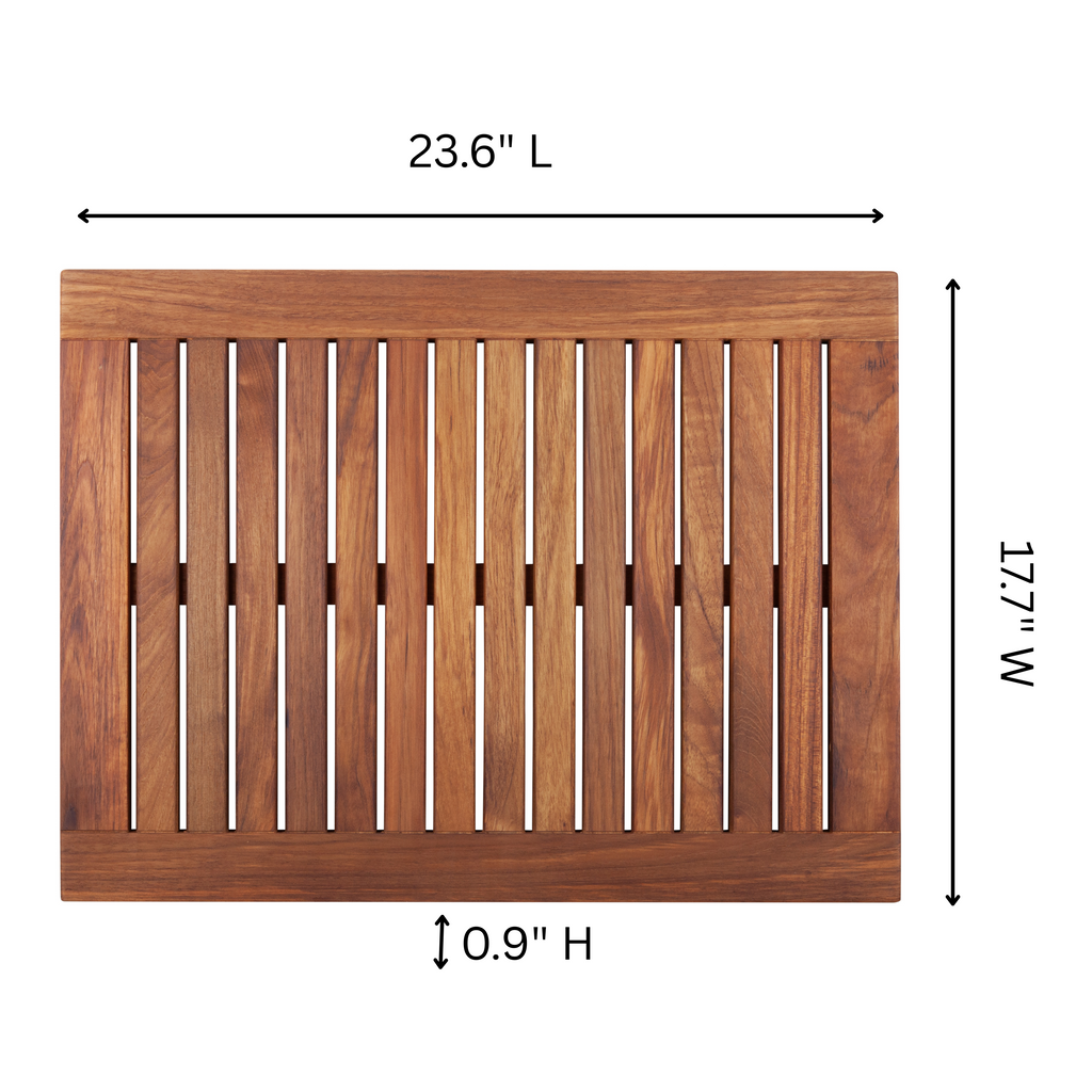 Teak Shower Mat, Juno Oiled with Frame 23.6″ x 17.7″ for Bath Floors, Shower Areas and Everyday Bathroom Use image 3
