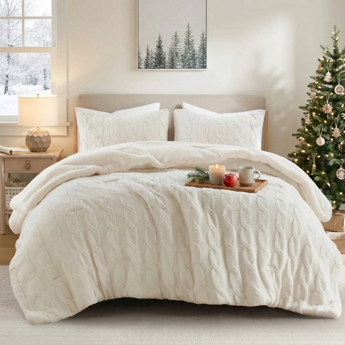 Bed Comforter, Riordan Waffle Knit Chenille Set, Machine-Washable Care for Everyday Bedding and Comfortable Sleep, 3 Sizes and 4 Colors image 3