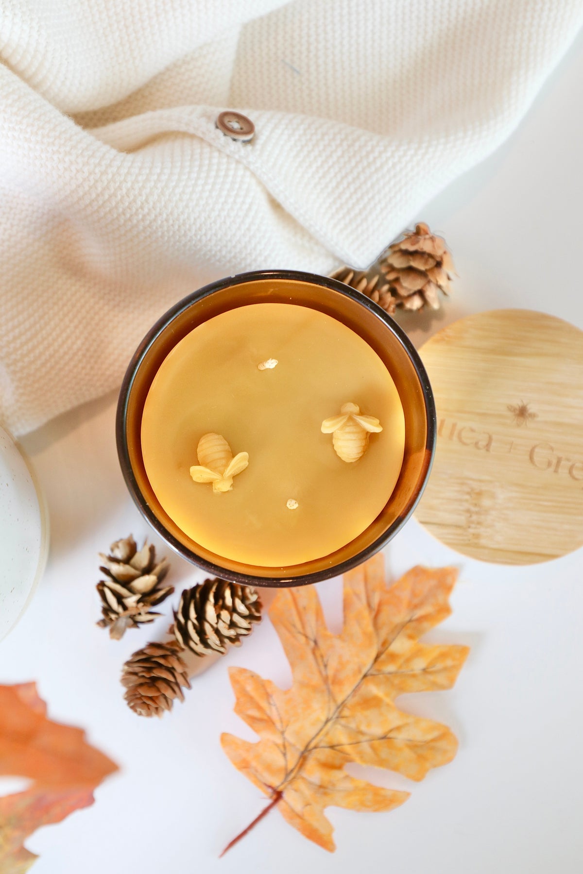 Decorative Candle, Apple Crisp Beeswax for Entryways, Mantels and Everyday Home Ambience, 2 Size Options image 3