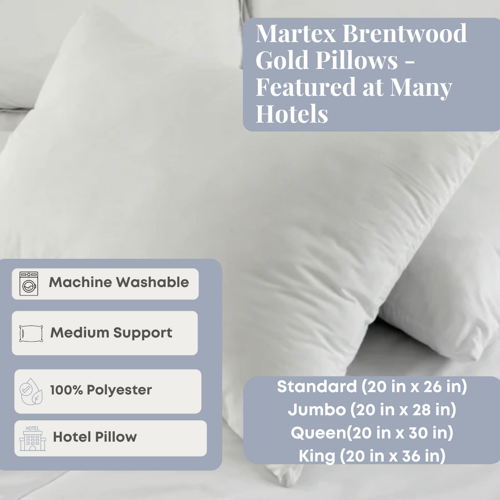 Bed Pillow, Brentwood Gold Featured at Many Hotels, Machine-Washable Care, Hypoallergenic Comfort for Everyday Sleep and Guest Room Bedding image 3