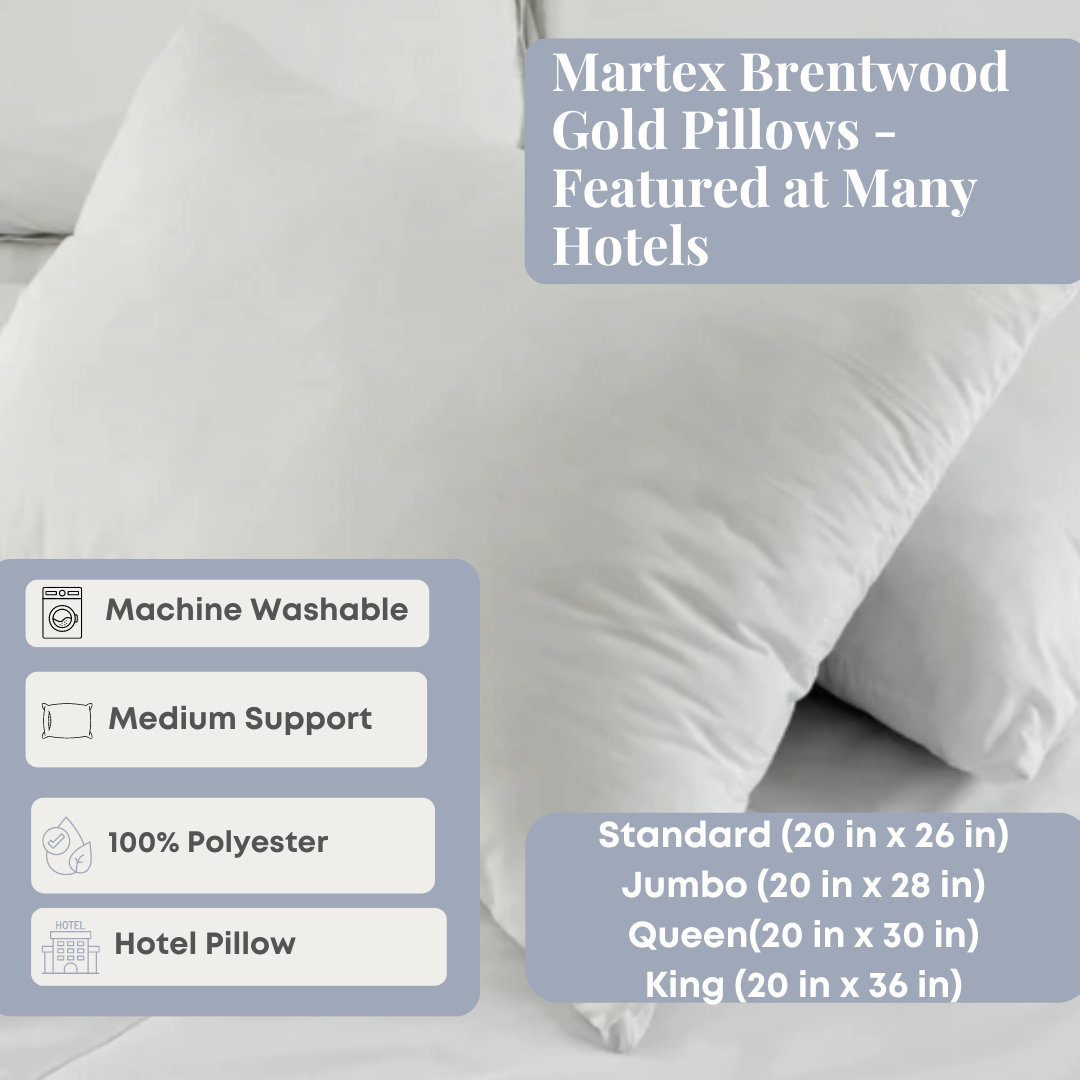Bed Pillow, Brentwood Gold Featured at Many Hotels, Machine-Washable Care, Hypoallergenic Comfort for Everyday Sleep and Guest Room Bedding image 3