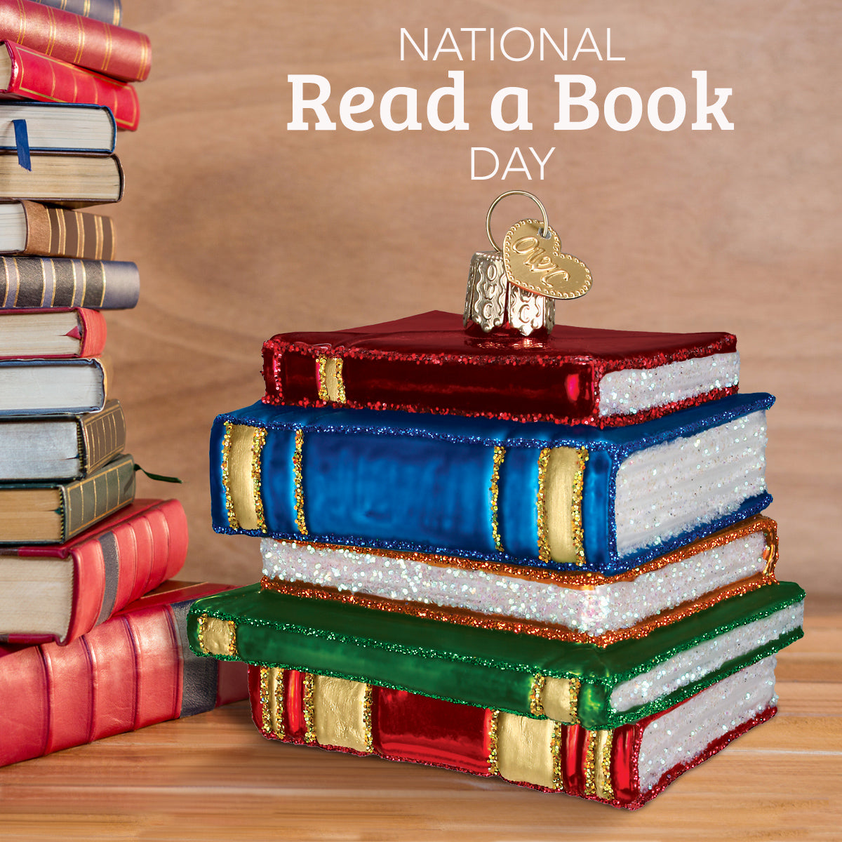 Seasonal Home Decor, Stack Of Books Ornament for Mantels, Tables and Seasonal Decorating, Designed for Everyday Home Use image 3