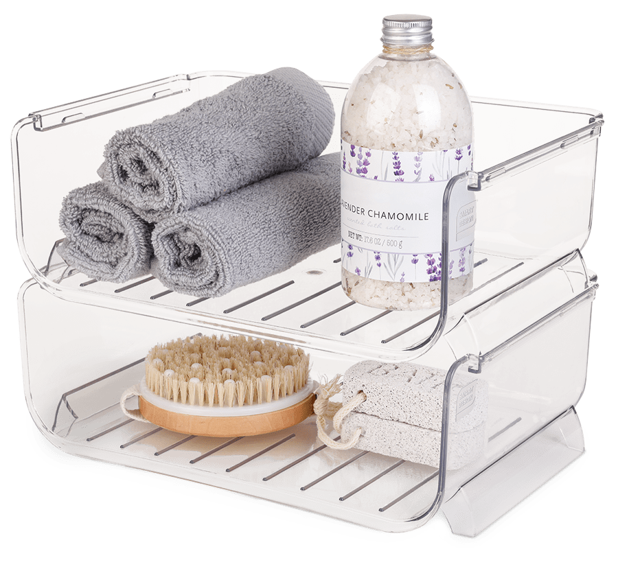 Home Storage Organizer, Clear Stackable Bottle 2 Pack for Bedrooms, Laundry Rooms and Living Spaces image 3
