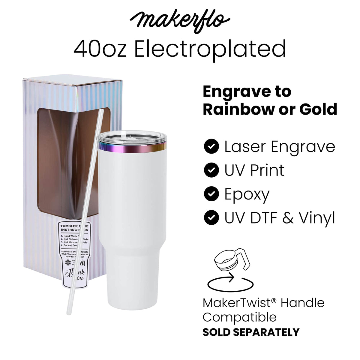 Insulated Tumbler, 40oz Electroplated, Stainless Steel Construction for Everyday Drinks, Home and Entertaining, 4 Color Options image 3