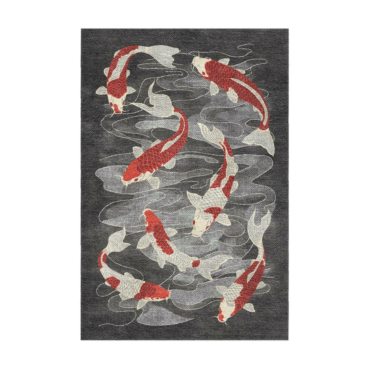Area Rug, Koi Pond Charcoal for Living Rooms, Bedrooms and Entryways, 8 Size Options, Designed for Hallways, Dining Spaces and Home Decor image 3