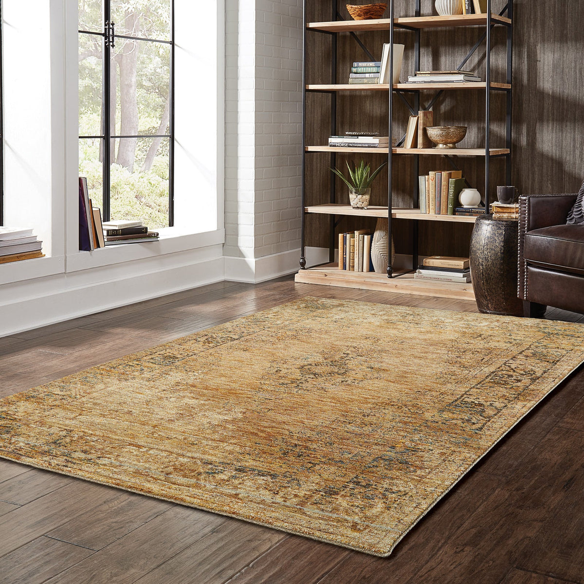 Area Rug, Andorra 6845D Gold Brown for Hallways, Dining Spaces and Home Decor, 11 Size Options image 3