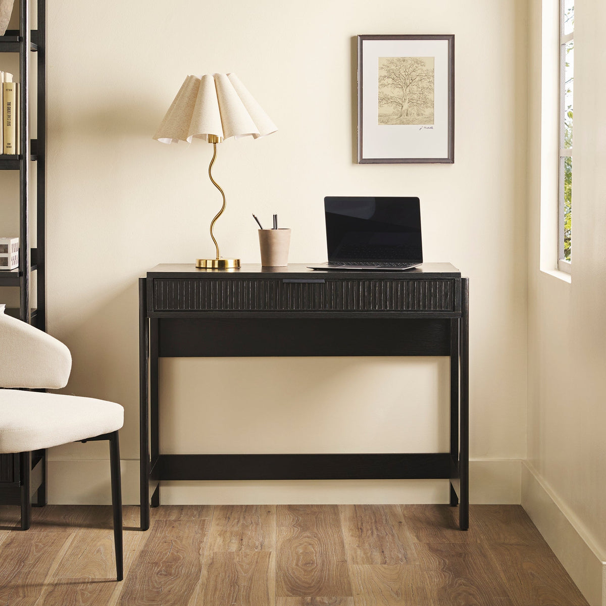 Computer Desk, Holmes Modern Scandinavian Reeded Writing for Home Offices, Computer Work and Study Spaces, 2 Color Options image 3