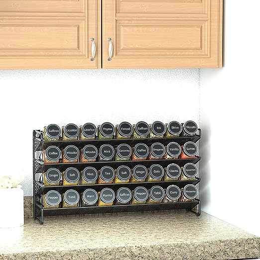 Home Storage Organizer, Spice Rack with 36 Empty Spice Bottles, Black, Waterproof Protection for Bedrooms, Laundry Rooms and Living Spaces image 3