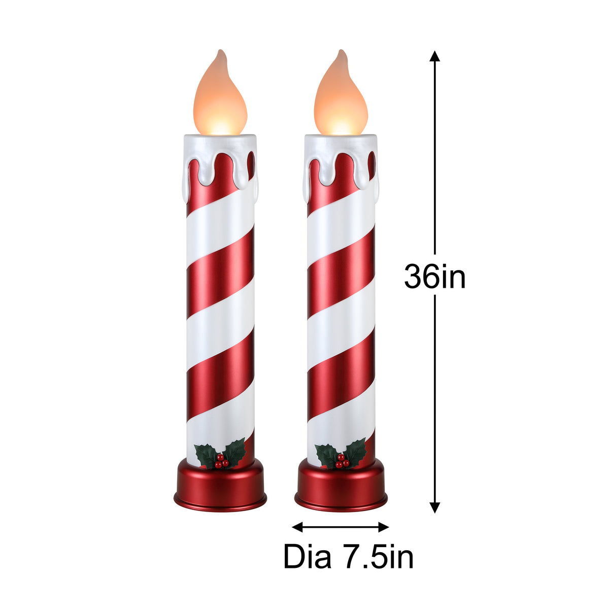 Decorative Candle, 36 in. Striped Metallic Blow Mold Candles Red for Living Rooms, Bedrooms and Relaxing Evenings image 3
