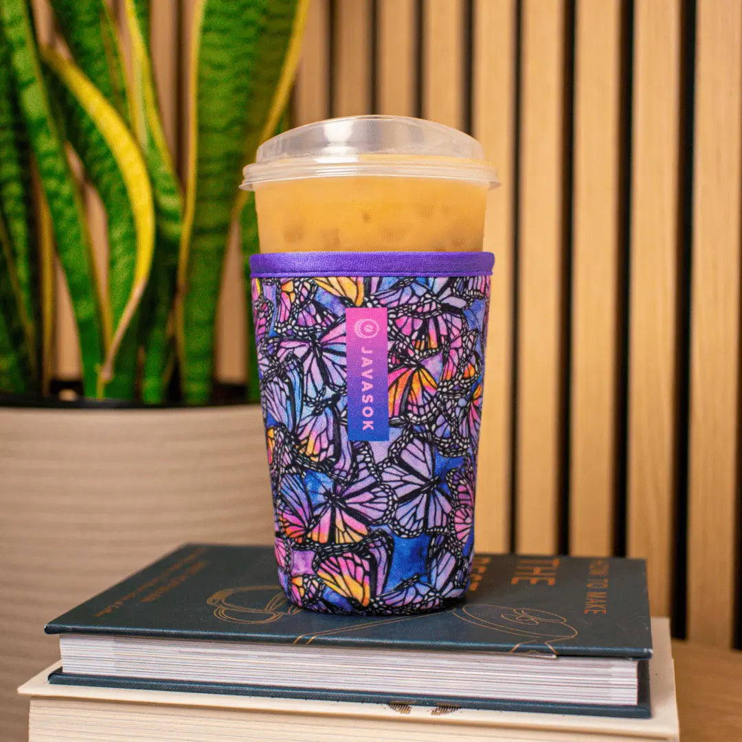 Reusable Cup Sleeve, Butterfly Galaxy, Lightweight Design, Neoprene Construction for Coffee Cups, Daily Commutes and Dry Hands image 3