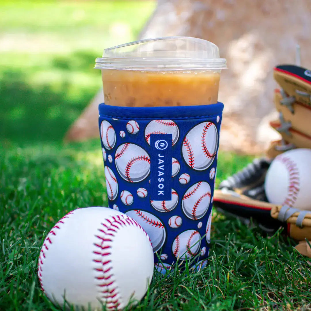 Reusable Cup Sleeve, Play Ball, Neoprene Construction for Iced Coffee, Cold Drinks and Condensation Control, 5 Size Options image 3