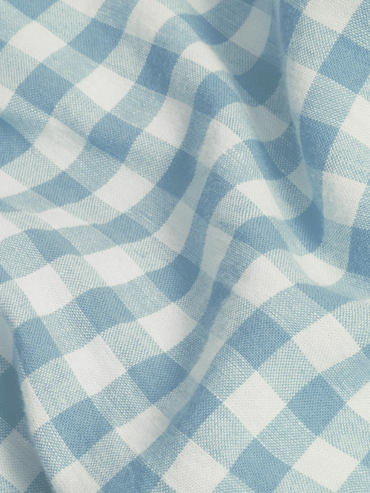 Warm Blue Gingham 100% Linen Flat Sheet image 3