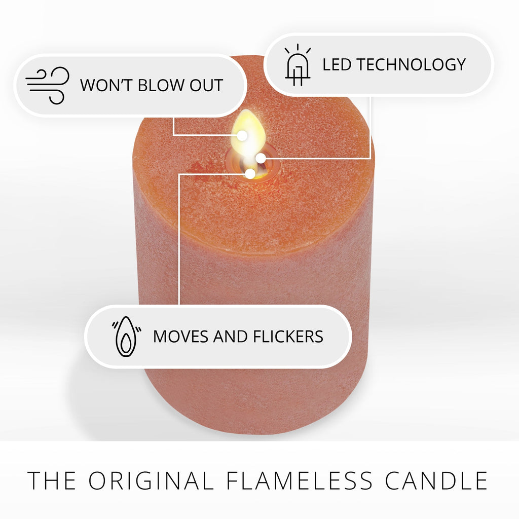 Flameless Candle, Chalky Burnt Orange Pillar for Bedrooms, Living Rooms and Everyday Candlelight Ambience, 2 Size Options image 3