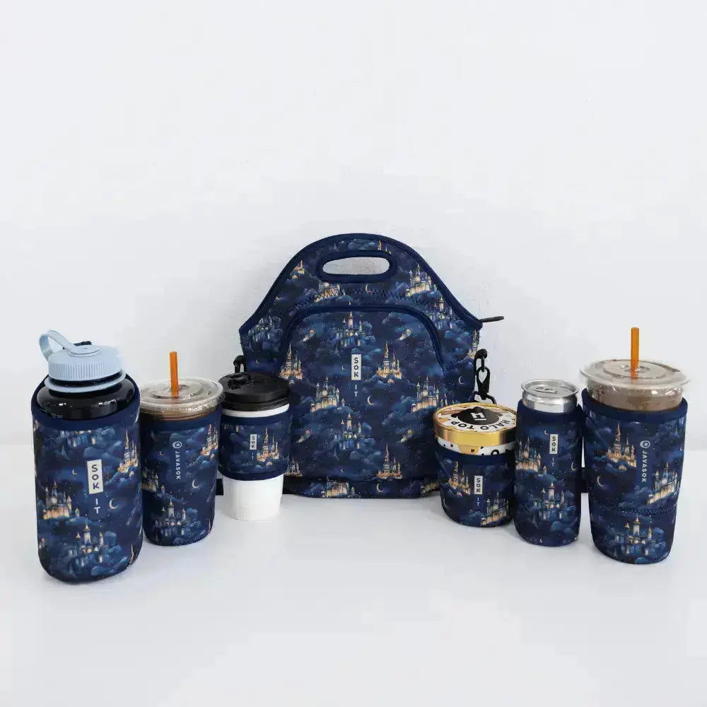 Reusable Cup Sleeve, Castle in Sky, Lightweight Design, Neoprene Construction for Iced Coffee, Cold Drinks and Condensation Control image 3