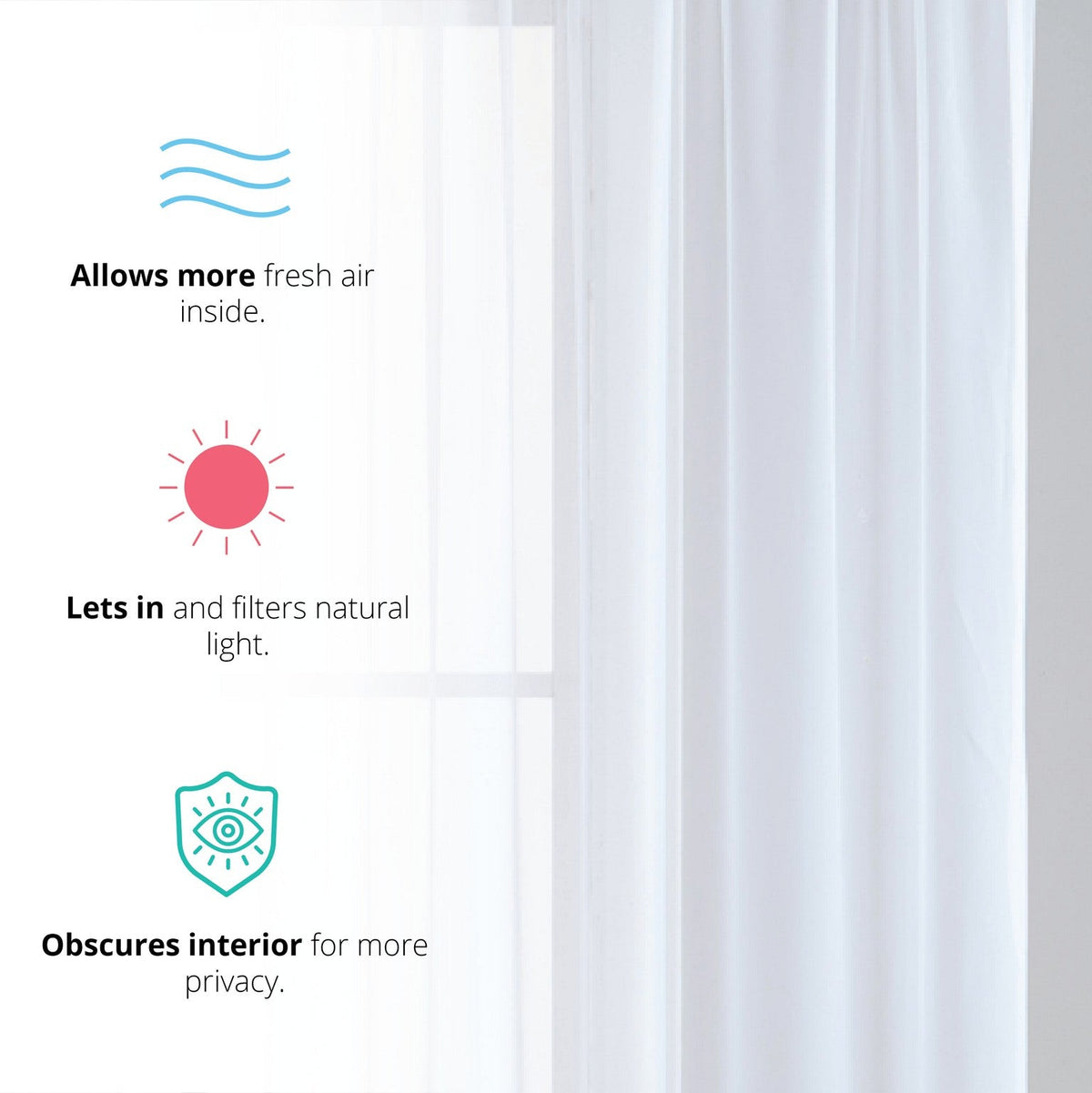 Window Curtain, Lucento Sheer Voile Rod Pocket Panels for Windows, Room Styling and Everyday Privacy, 11 Sizes and 16 Colors image 3