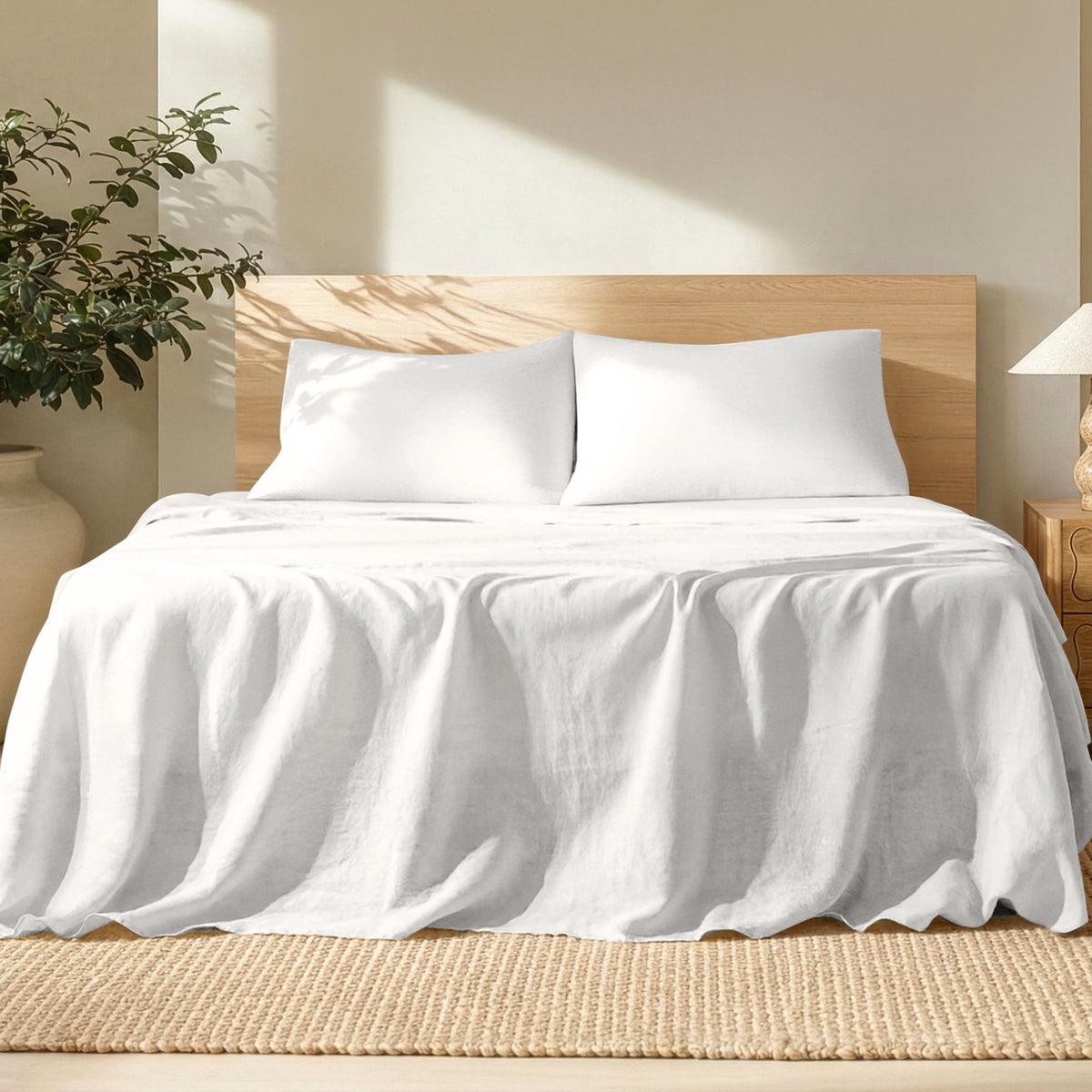 Bed Sheet Set, European Linen for Everyday Bedroom Comfort and Guest Rooms, 7 Sizes and 5 Colors image 3