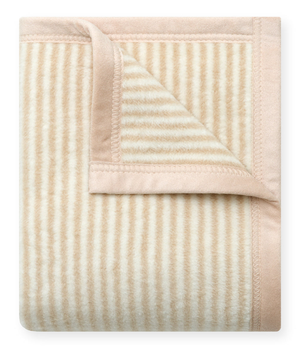 Mini Blanket, Sweet Pea Stripe Oak, Cotton Blend, Velvet Binding for Stroller Outings, Small-Space Layering and Home Comfort image 3