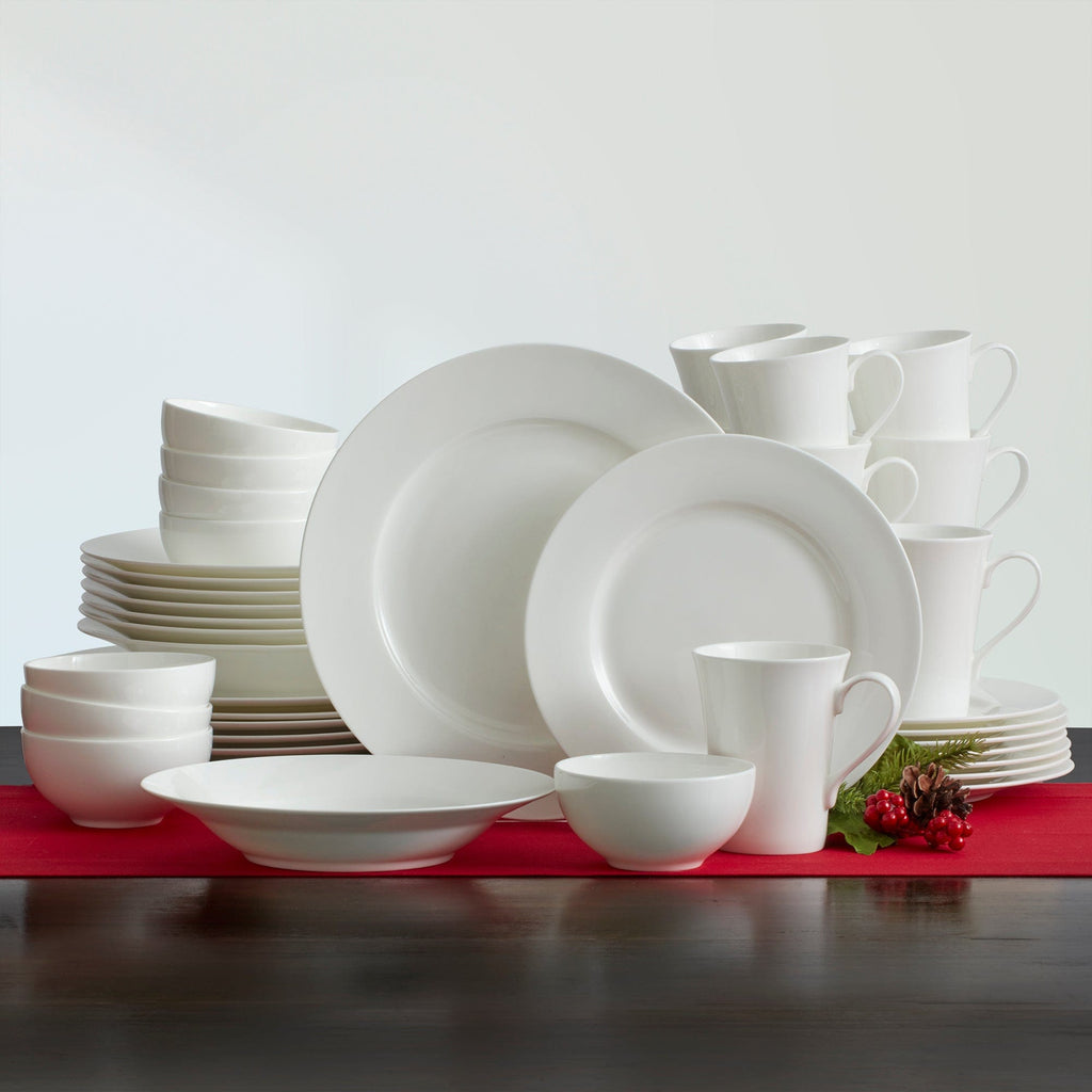 Dinnerware, Lucerne White 40 Piece Set, Service for 8, Lightweight Design for Everyday Meals and Table Settings image 3