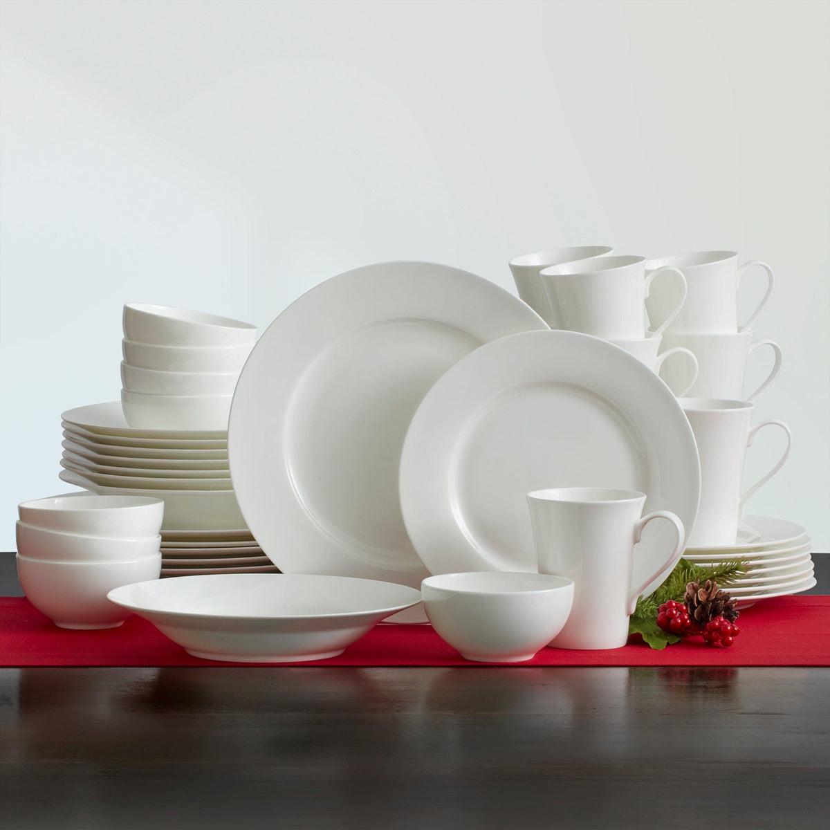 Dinnerware, Lucerne White 40 Piece Set, Service for 8, Lightweight Design for Everyday Meals and Table Settings image 3