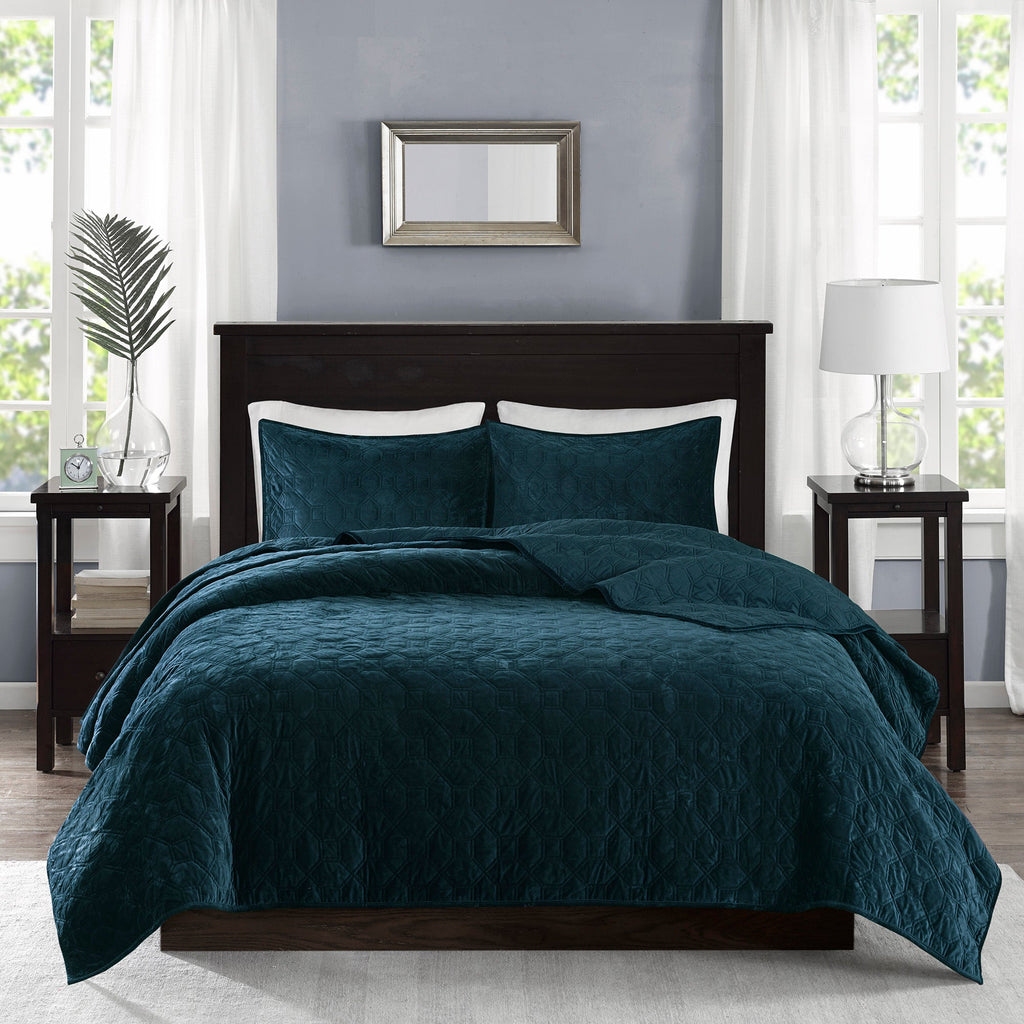 Cozy Throw Blanket, Harper 3 Piece Velvet Quilt Set, Machine-Washable Care for Sofas, Beds and Relaxing at Home, 2 Sizes and 7 Colors image 3