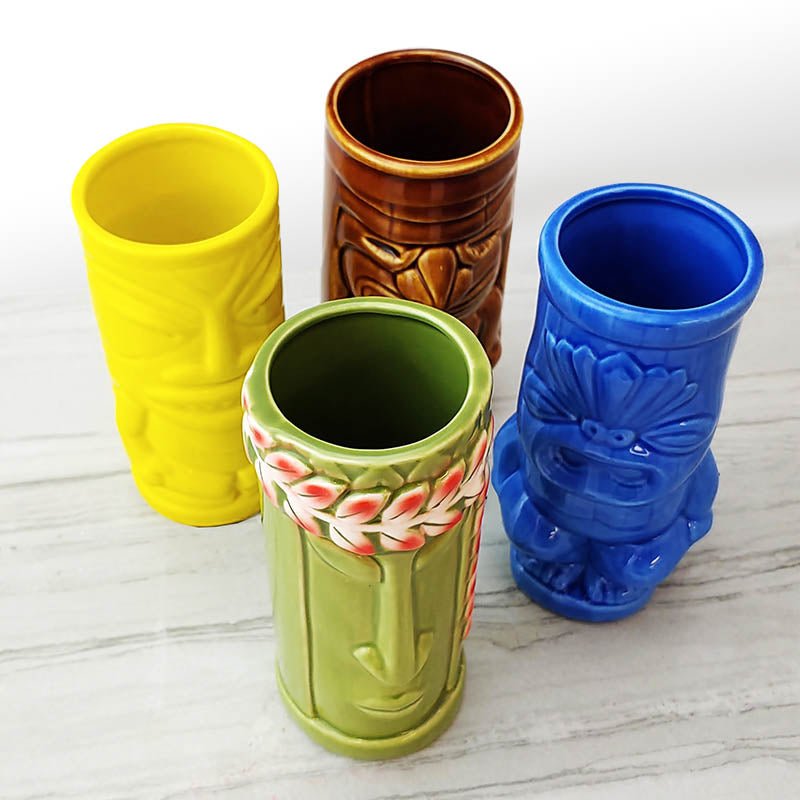 Coffee Mug, Tiki Mugs Drinkware Package 5 Set of 4, Ceramic Construction for Kitchen Tables, Workspaces and Daily Hydration image 3