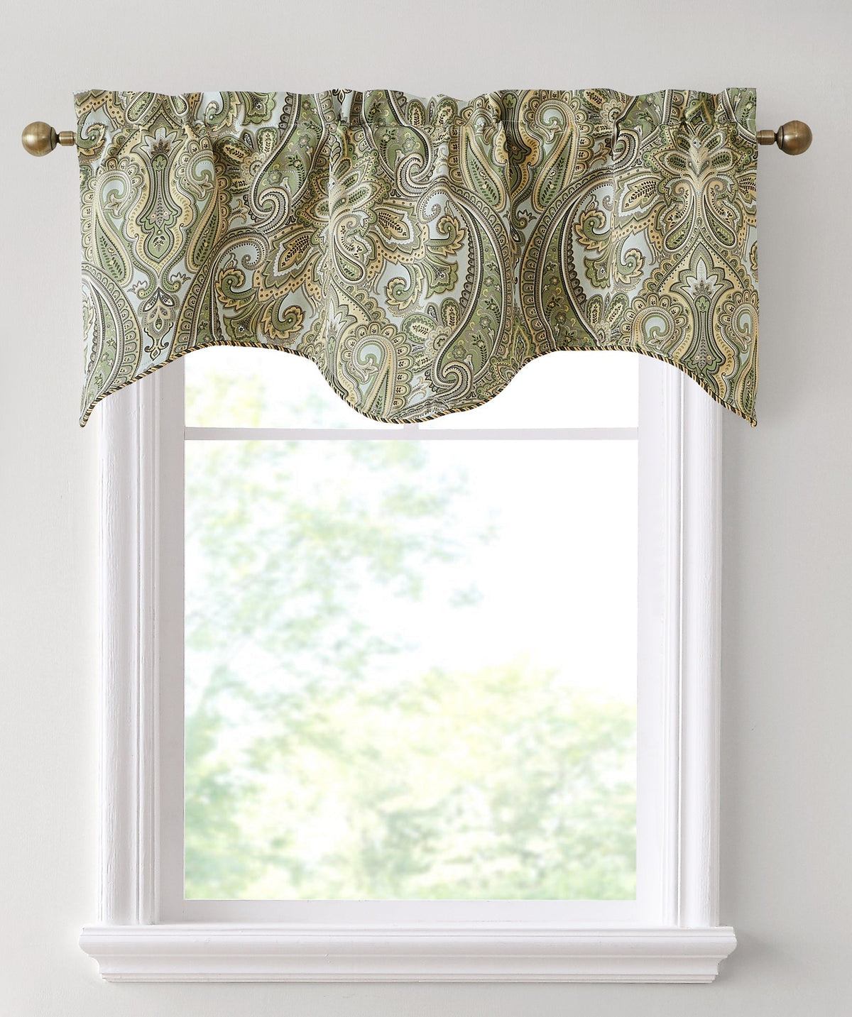 Window Curtain, Paris Paisley Floral Scalloped Valance 50 W x for Bedrooms, Living Rooms and Home Privacy, 7 Color Options image 3