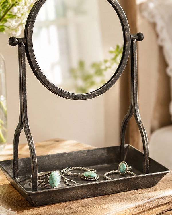 Home Wall Decor, Round Vanity Mirror With Tray for Entryways, Bedrooms and Living Rooms, Designed for Everyday Home Use image 3