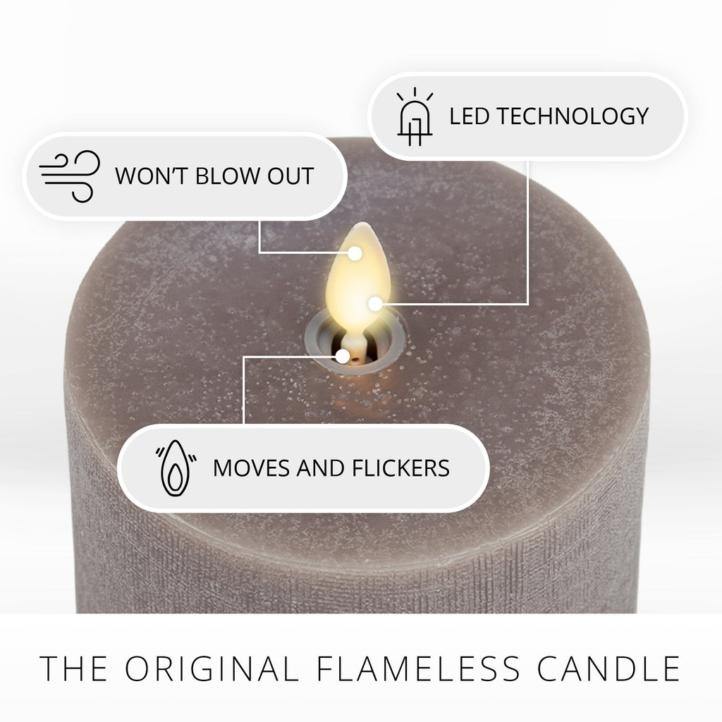 Flameless Candle, Chalky Linen Charcoal Gray Pillar for Mantels, Entryways and Holiday Displays, 3 Size Options image 3