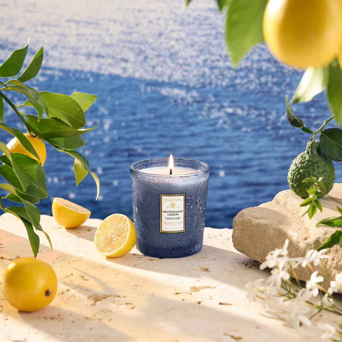 Scented Candle, Mediterranean Lemon Classic for Living Room Ambience, Mantel Displays and Home Fragrance image 3