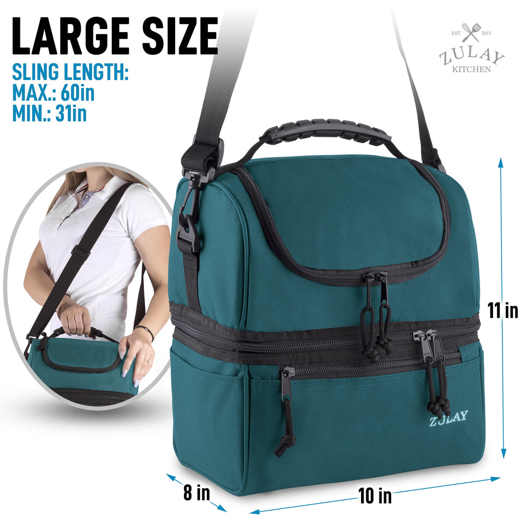 Food Storage Container, 2 Compartment Lunch Box Bag, Adjustable Design for Meal Prep, Leftovers and Kitchen Organization, 14 Color Options image 3