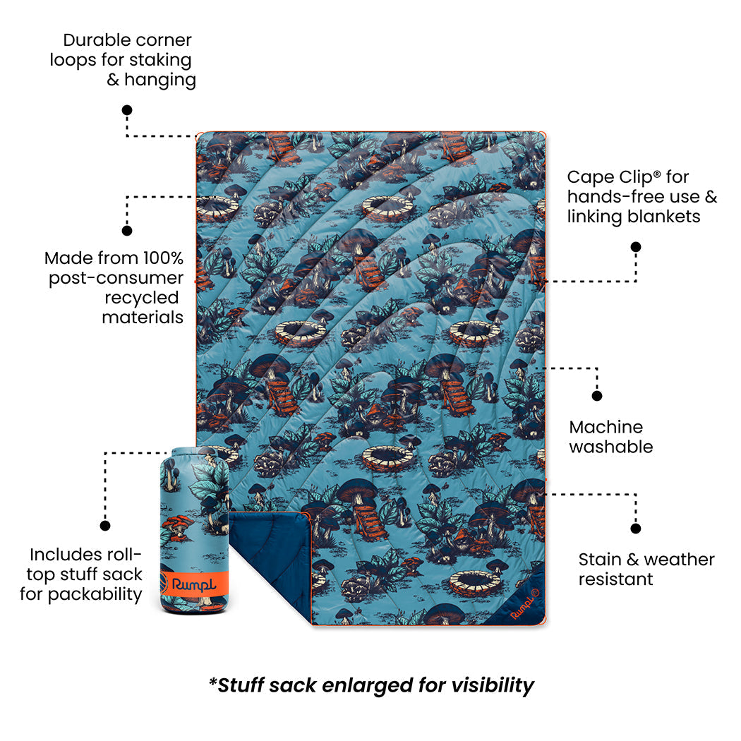 Puffy Blanket, Original Magic Mushrooms, Weather-Resistant Shell for Camping, Cabins and Outdoor Relaxation image 3