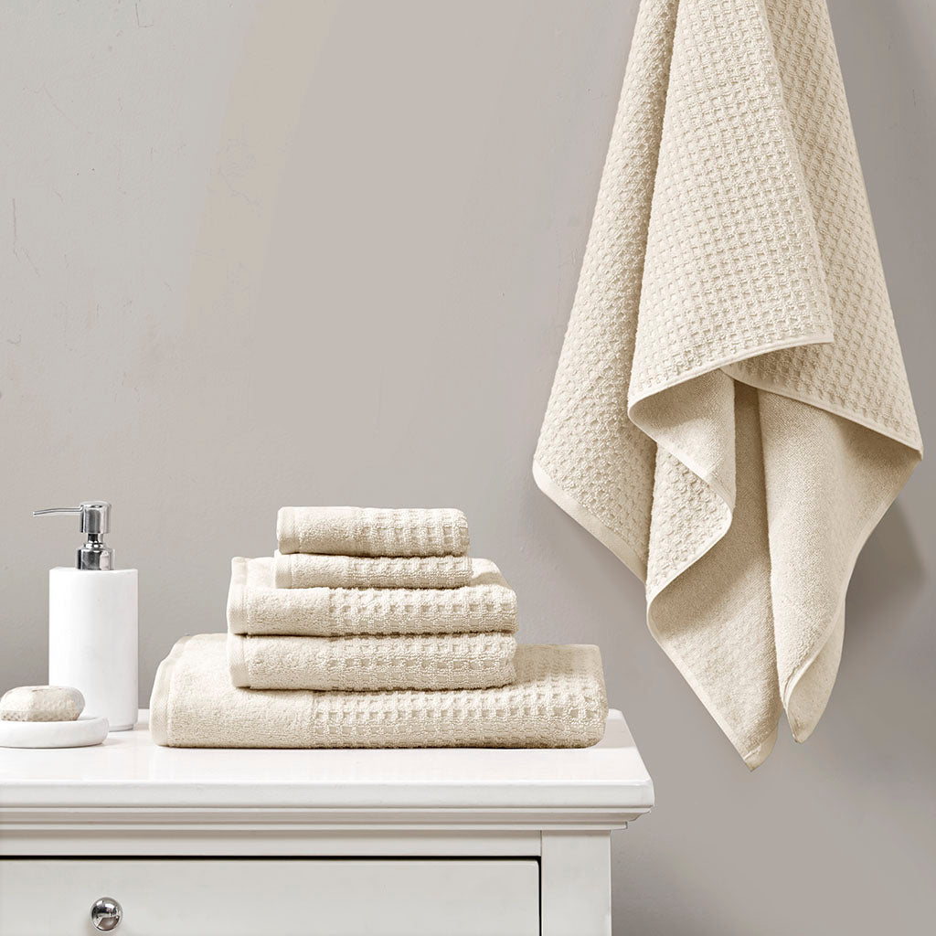 Bath Linen, Spa Waffle Cotton Waffle Jacquard, Lightweight Design, Machine-Washable Care for Home Bathrooms and Everyday Care image 3