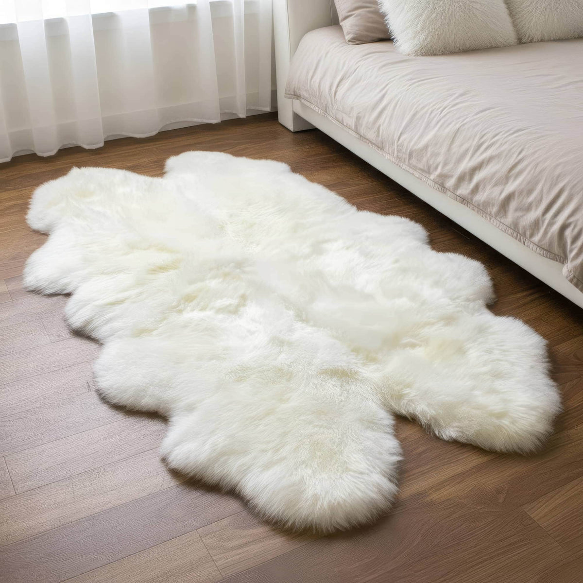 Area Rug, Genuine Sheepskin Fluffy Soft Pile Shaggy 100% for Hallways, Dining Spaces and Home Decor, 5 Size Options image 3