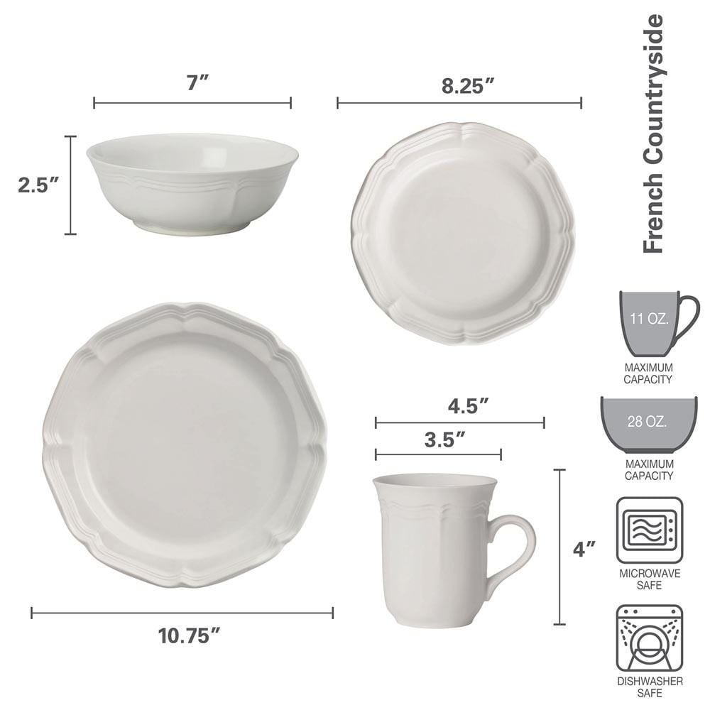 Dinnerware, French Countryside 16 Piece Set, Service for 4, Dishwasher-Safe Care for Family Dining, Serving and Entertaining image 3