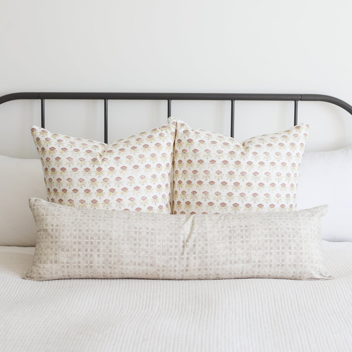 Decorative Pillow Cover Set, Fleur White Floral 18" 22" 24", Machine-Washable Care for Bedroom Styling and Living Room Decor, 3 Size Options image 3