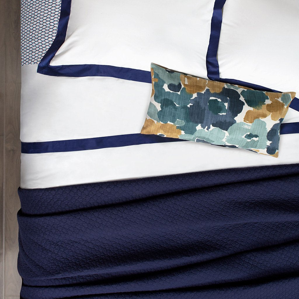Duvet Cover Set, Navy Blue Linden Border for Guest Rooms and Everyday Bedroom Styling, 3 Size Options image 3