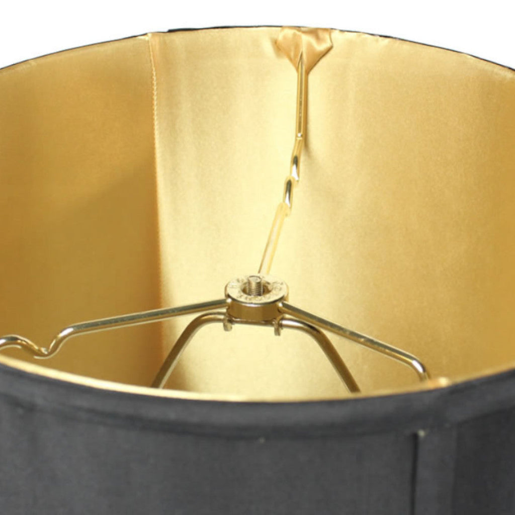 Fabric Lamp Shade, 14"W x 15"H Black Drum with Gold Liner for Lamp Replacement, Reading Corners and Living Spaces image 3