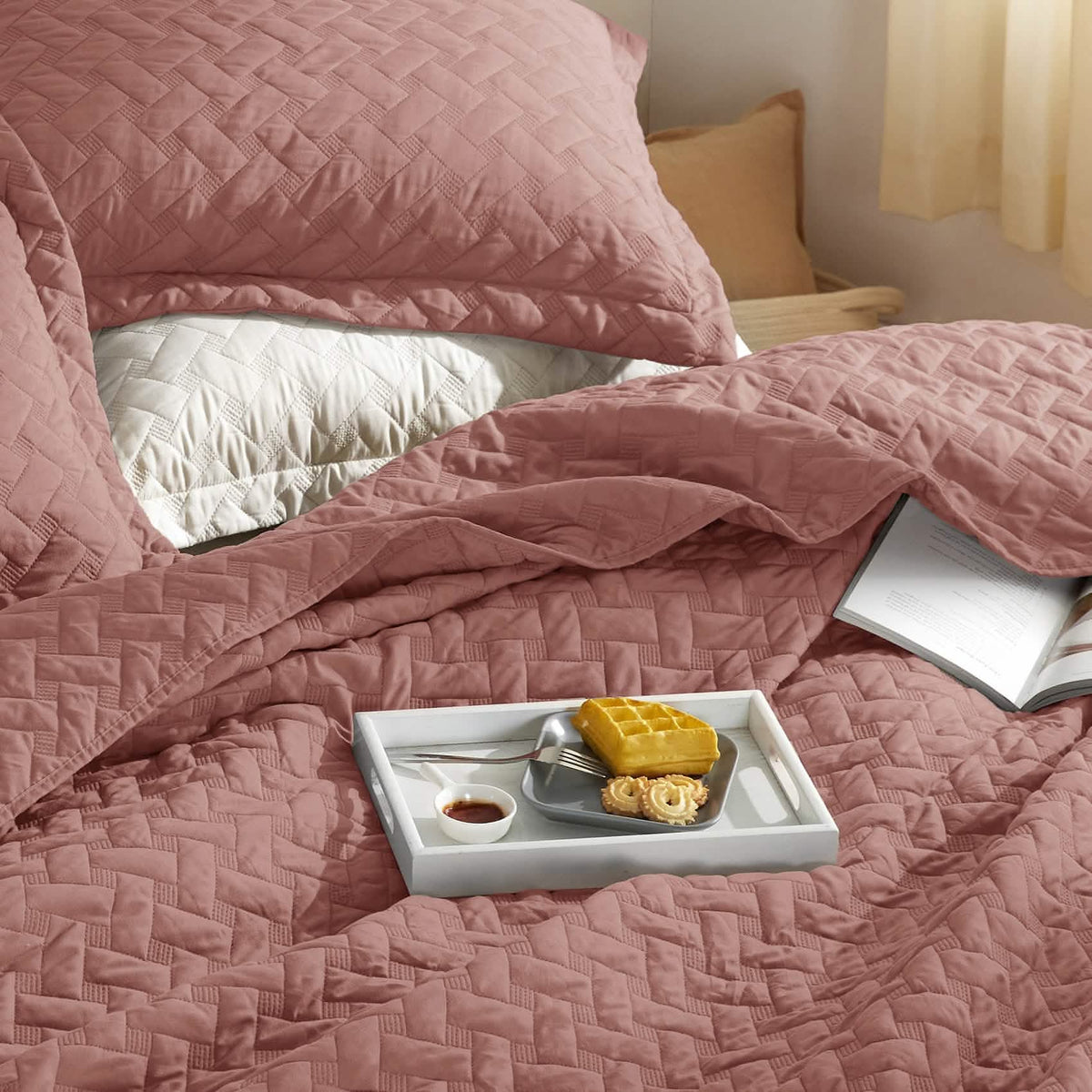 Cozy Throw Blanket, Basket weave Quilt Set, Lightweight Design for Living Rooms, Bedrooms and Everyday Lounging, 6 Sizes and 17 Colors image 3