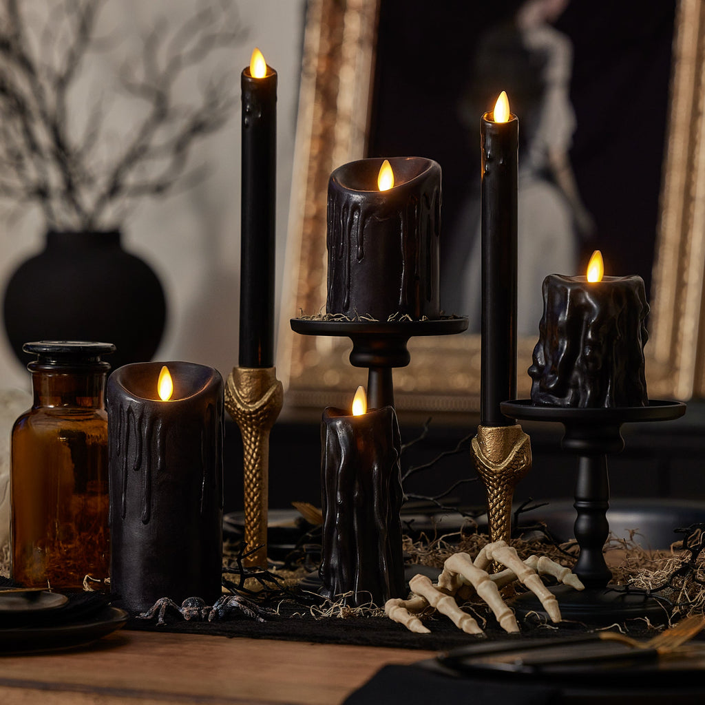 Flameless Candle, Black Heavy Wax Drip Slim Pillar for Bedrooms, Living Rooms and Everyday Candlelight Ambience, 2 Size Options image 3