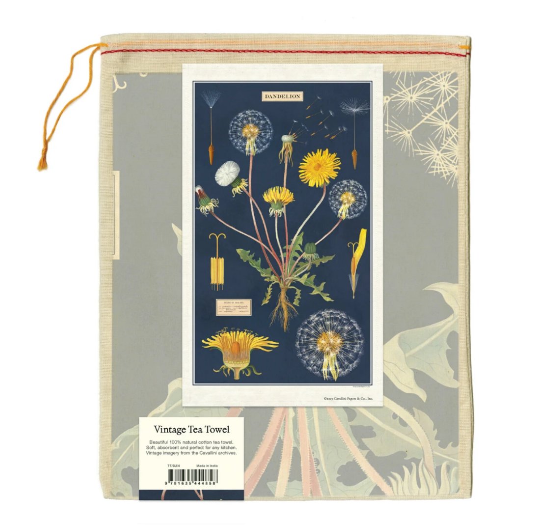 Kitchen Tea Towel Set, Dandelion Vintage Botanical Illustration for Dish Drying, Kitchen Cleanup and Everyday Home Use image 3