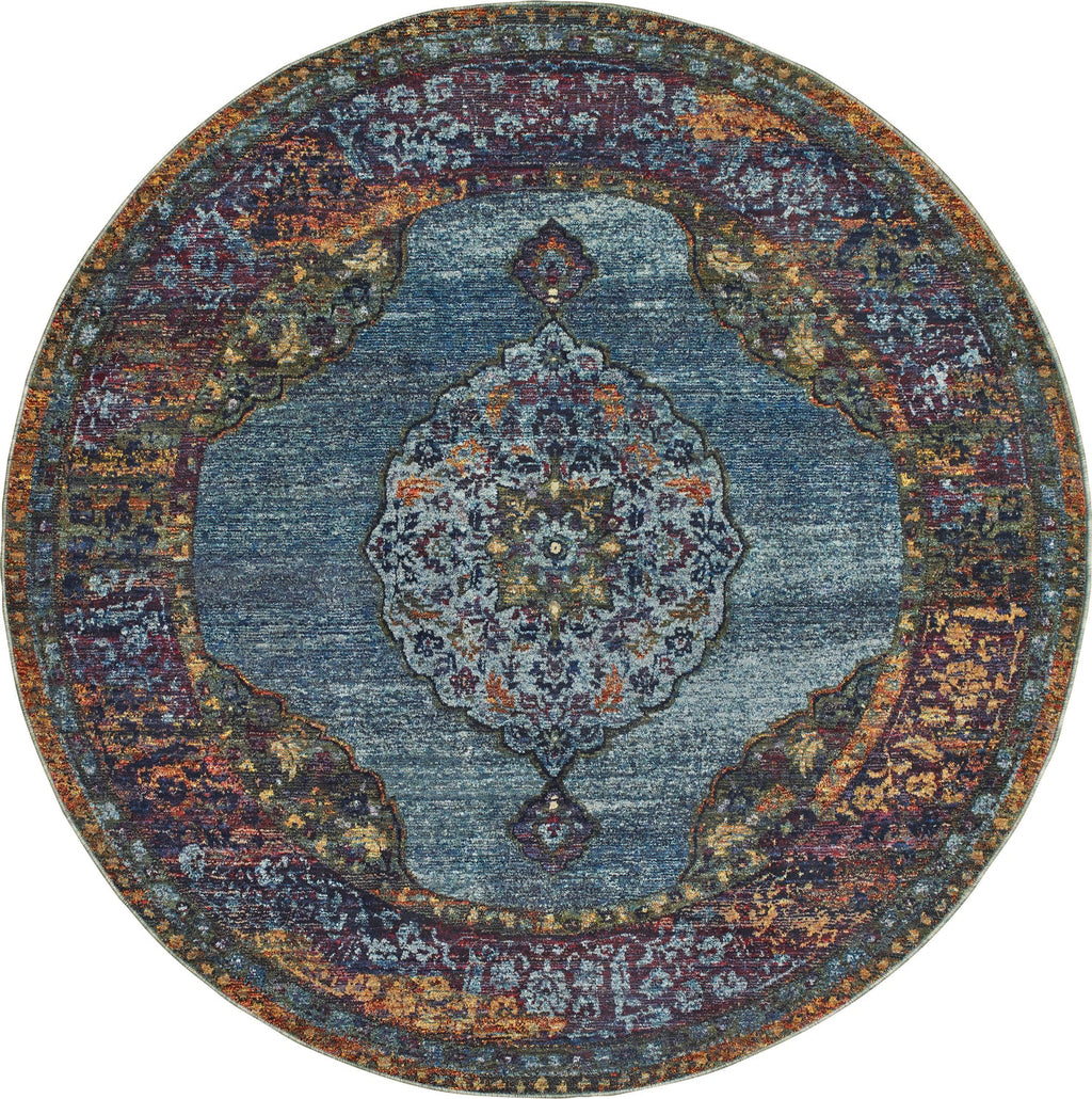 Area Rug, Andorra 7139A Blue Multi for Hallways, Dining Spaces and Home Decor, 11 Size Options image 3