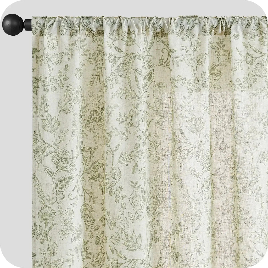 Window Curtain, Ethereal Botanical Linen Curtains (2 Panels), Lightweight Design for Windows, Room Styling and Everyday Privacy image 3
