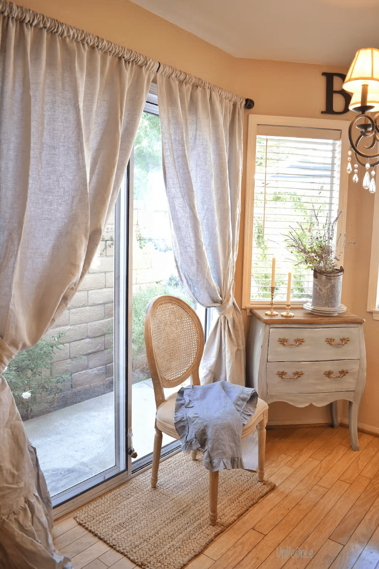 Window Curtain, Ruffled Linen Panel Natural Flax Cotton Lined for Windows, Room Styling and Everyday Privacy, 9 Size Options image 3