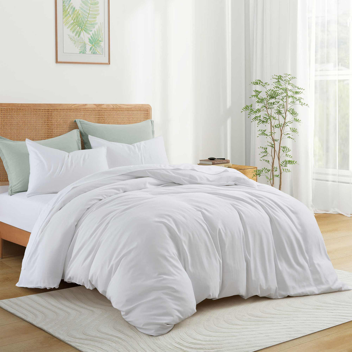 Duvet Cover Set, Organic Bamboo, Lightweight Design, Breathable Construction for Guest Rooms and Everyday Bedroom Styling, 3 Size Options image 3