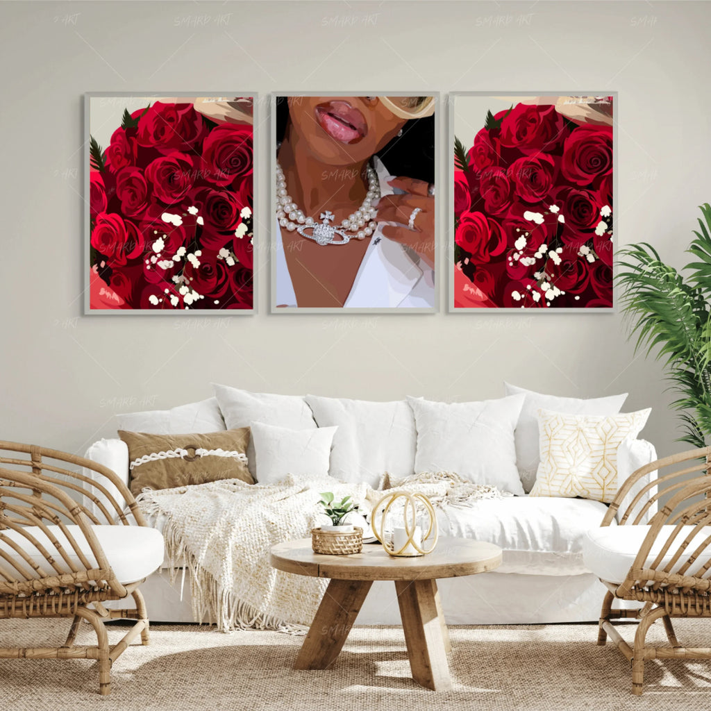 Wall Art Print, Red Roses for Living Rooms, Bedrooms and Home Offices, 4 Size Options, Designed for Gallery Walls and Modern Room Decor image 3