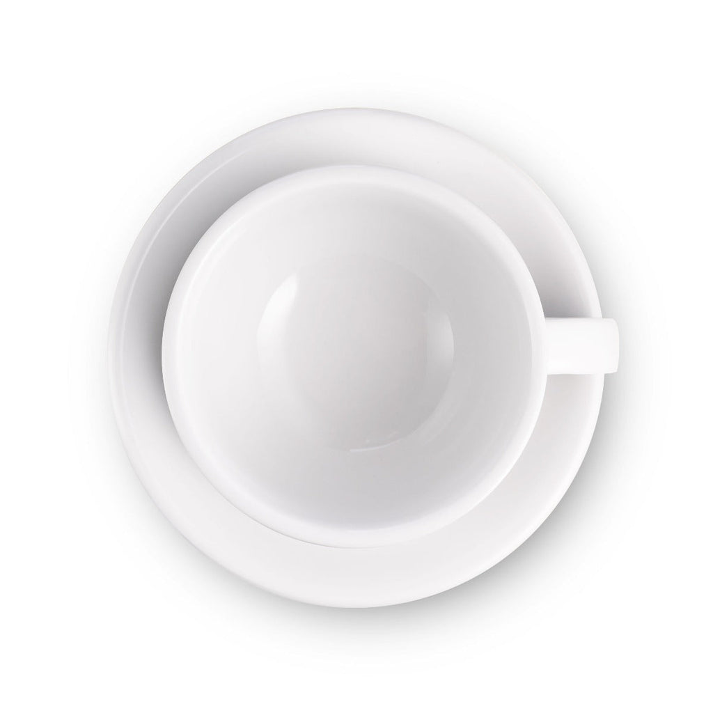 Coffee Mug, Egg Style Latte Cup & Saucer White (10oz, Porcelain Construction for Everyday Drinks, Home and Entertaining image 3