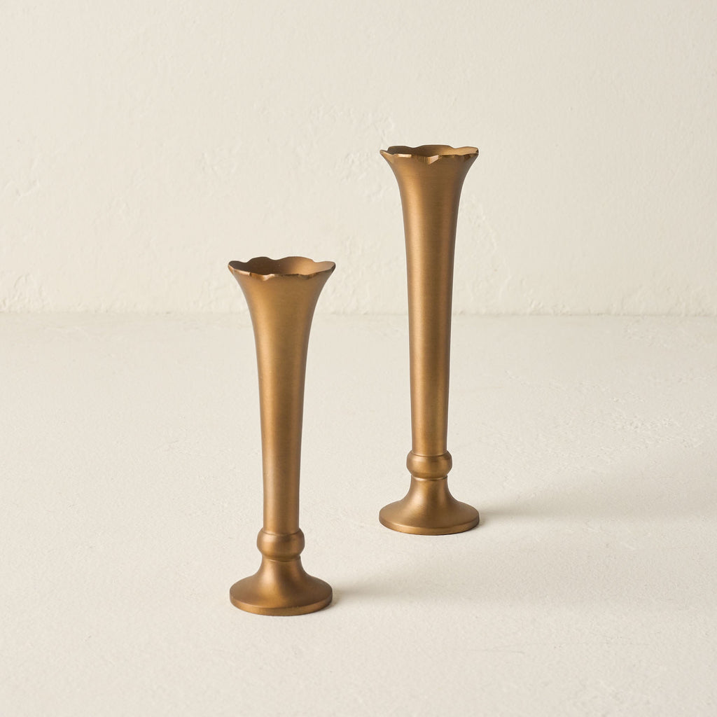 Decorative Vase, Flannery Scalloped Brass Bud for Tabletop Arrangements and Home Decor, 2 Size Options image 3