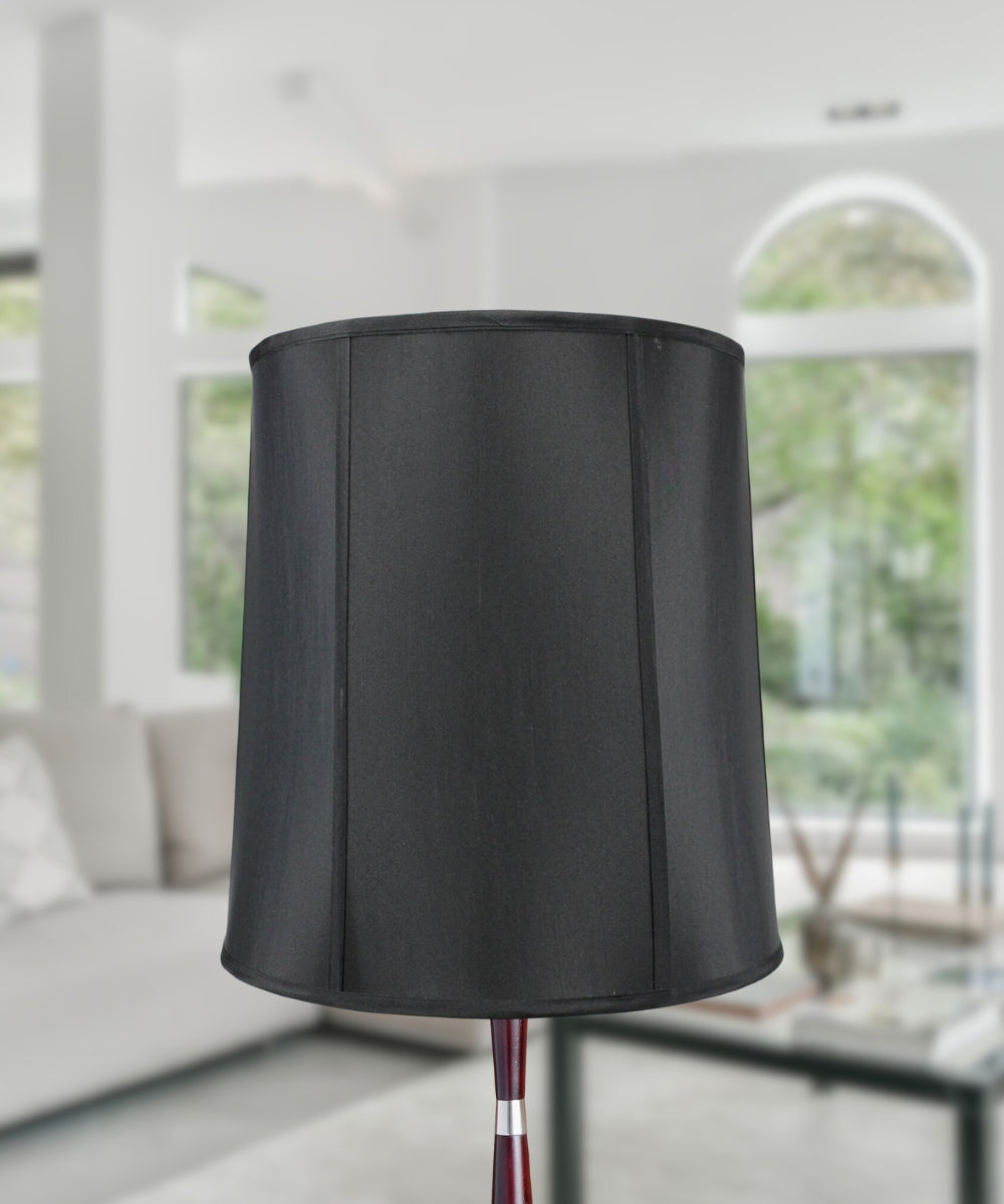 Fabric Lamp Shade, 14"x16"x17" Large Drum Black Shantung, Large for Lamp Replacement, Reading Corners and Living Spaces image 3